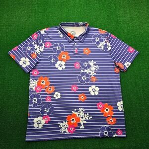 Proud 90 Golf Polo Shirt Mens 3X Multicolor Floral Striped Performance Casual